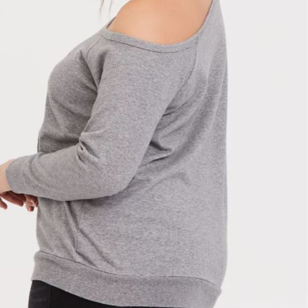 TORRID FLOCKED FLOWER OFF SHOULDER SWEATSH… - Picture 4 of 5